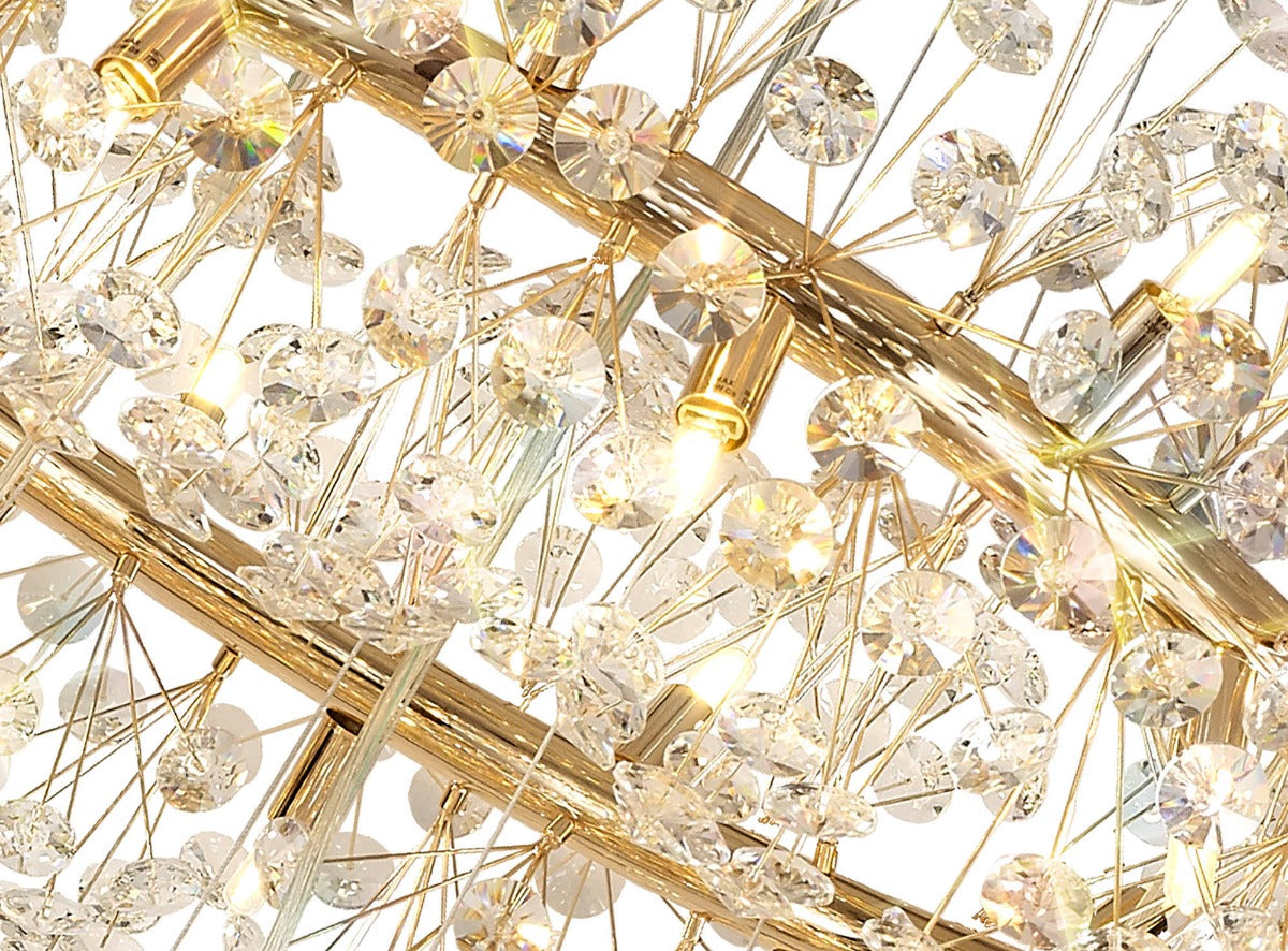 Regent Seyne 3 Tier 58 Light Pendant Light in French Gold with Crystal