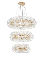 Regent Seyne 3 Tier 58 Light Pendant Light in French Gold with Crystal