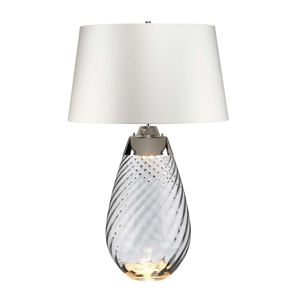 Elstead Lena Large 2 Light Table Lamp in Smoke with Off-White Shade