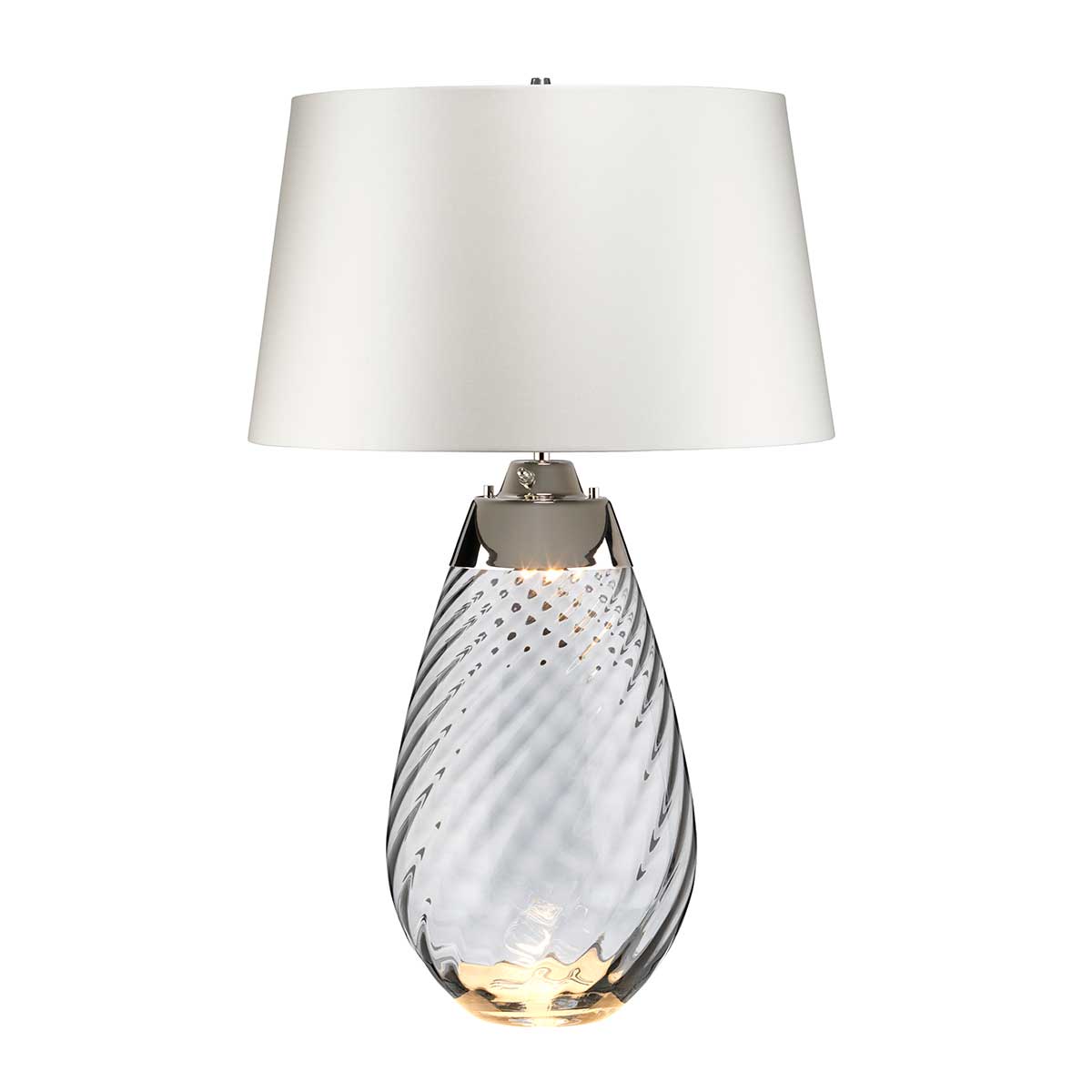 Elstead Lena Large 2 Light Table Lamp in Smoke with Off-White Shade
