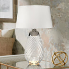 Elstead Lena Large 2 Light Table Lamp in Smoke with Off-White Shade