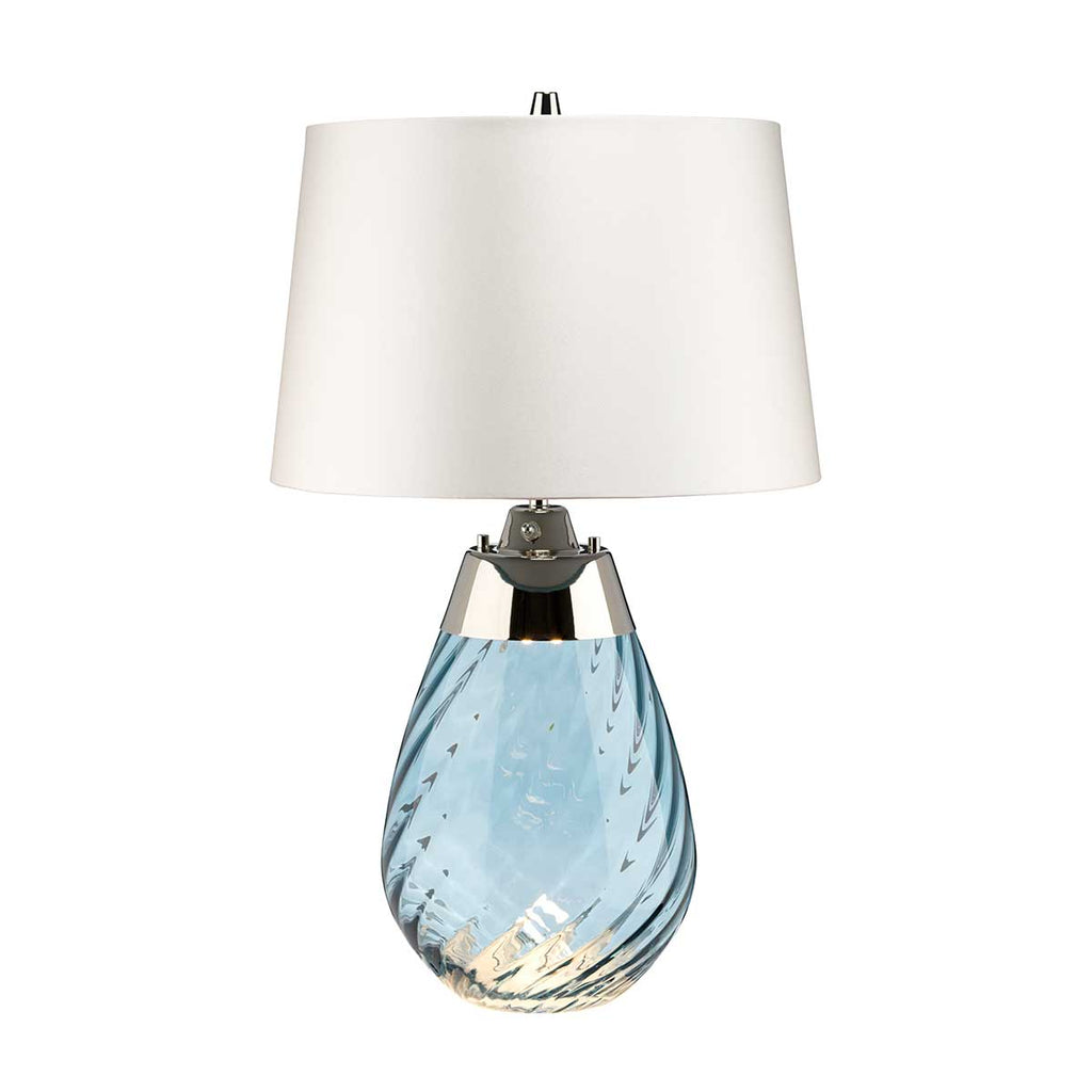 Elstead Lena Small Table Lamp in Blue with Off-White Shade