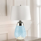 Elstead Lena Small Table Lamp in Blue with Off-White Shade