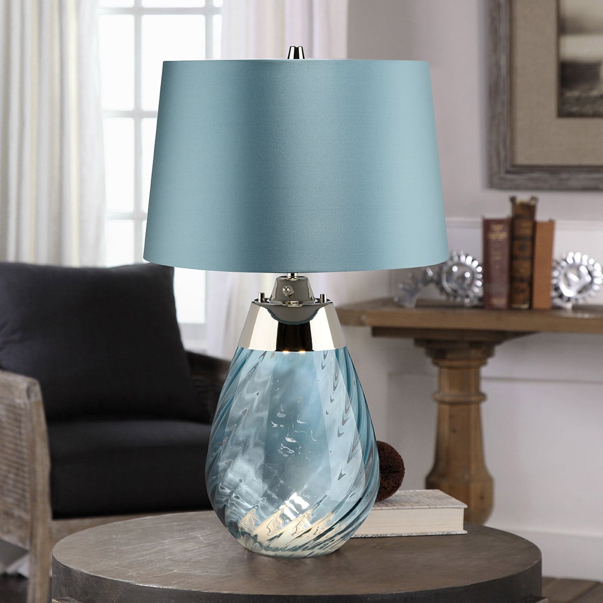 Elstead Lena Small Table Lamp in Blue
