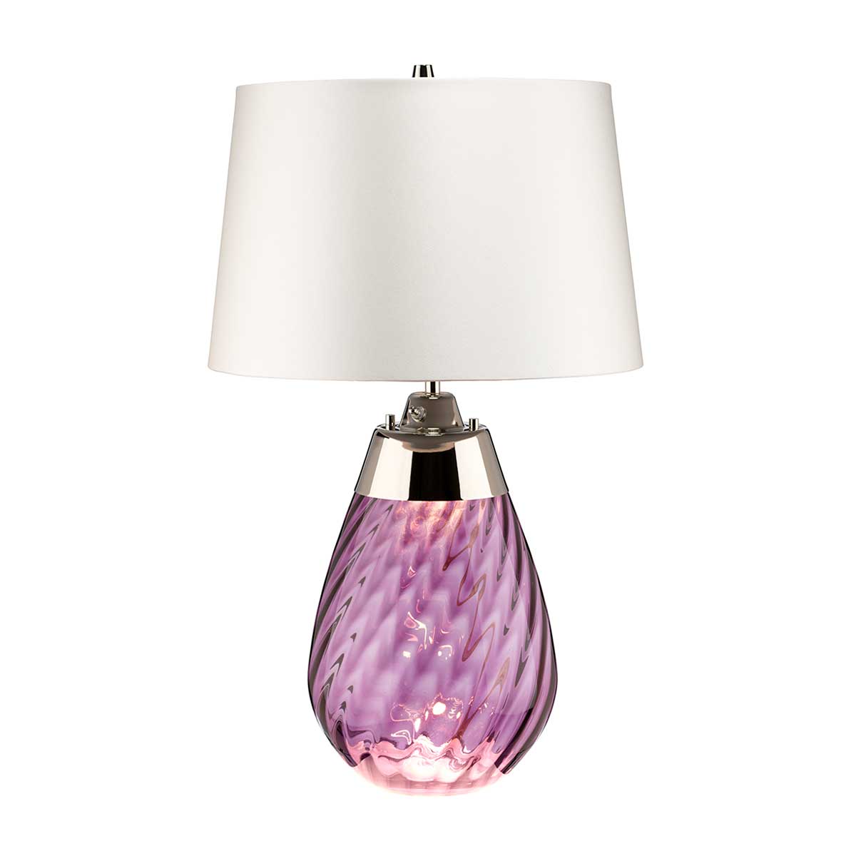 Elstead Lena Small Table Lamp in Plum with Off-White Shade