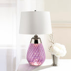 Elstead Lena Small Table Lamp in Plum with Off-White Shade