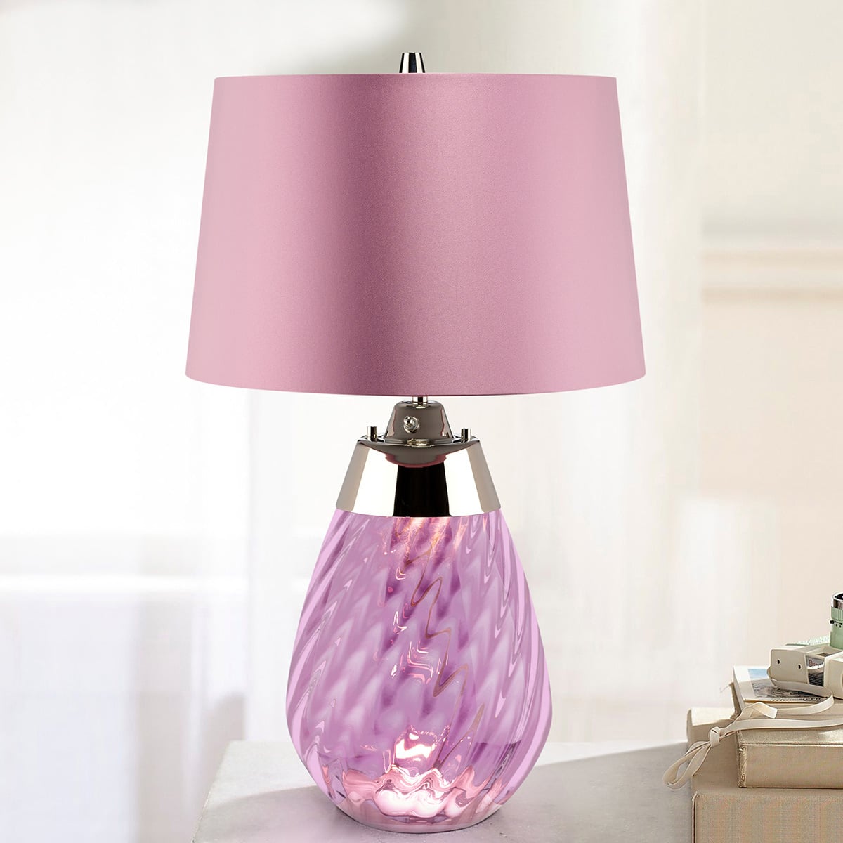 Elstead Lena Small Table Lamp in Plum with 2 Lights