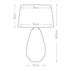 Elstead Lena Small Table Lamp in Plum with 2 Lights - dimensions