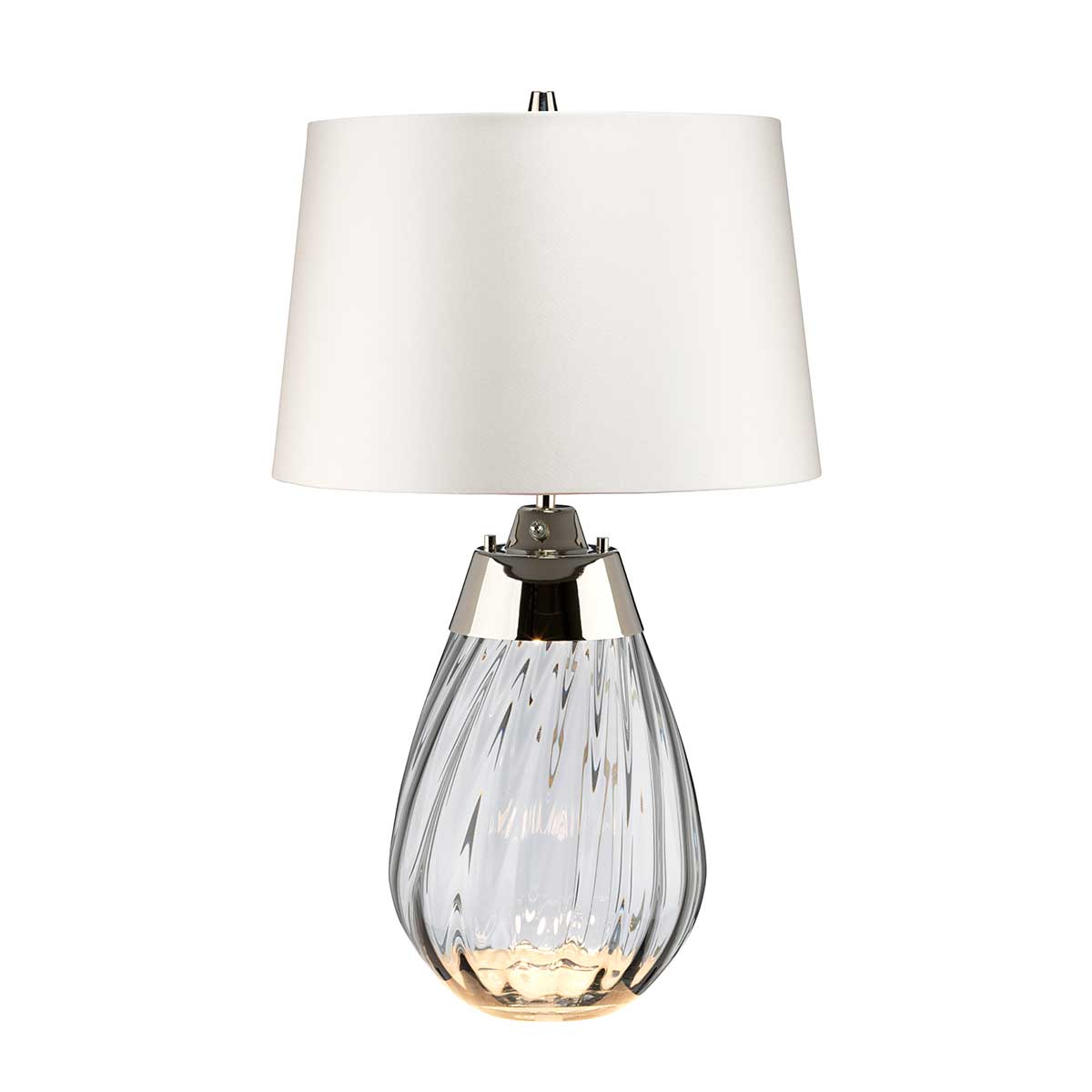 Elstead Lena Small 2 Light Table Lamp in Smoke with Off-White Shade