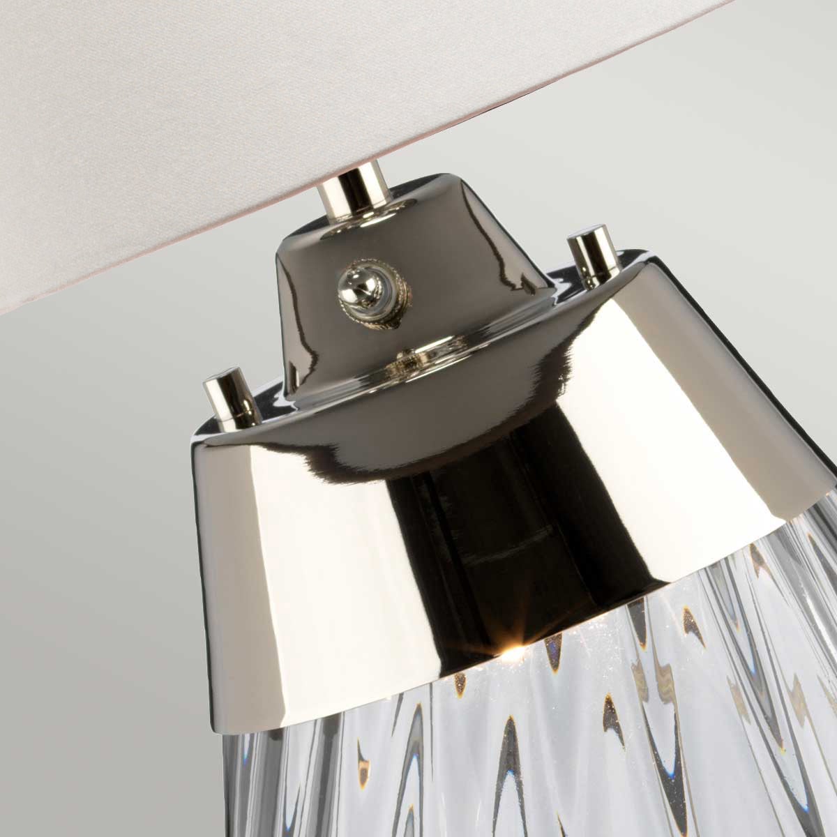 Elstead Lena Small 2 Light Table Lamp in Smoke with Off-White Shade