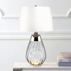 Elstead Lena Small 2 Light Table Lamp in Smoke with Off-White Shade