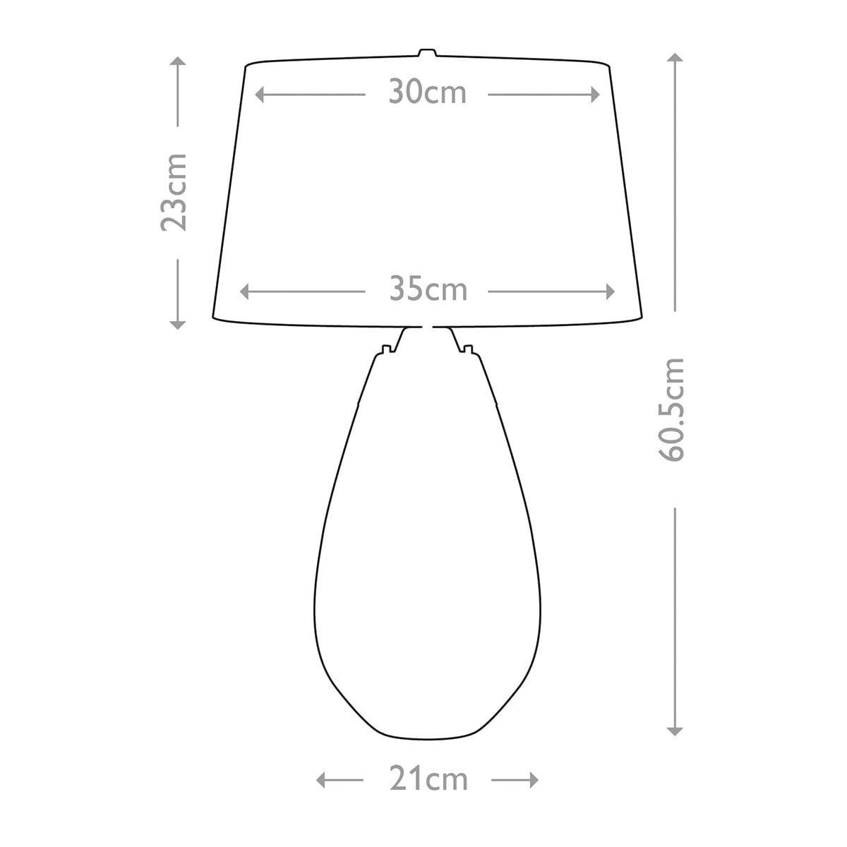 Elstead Lena Small 2 Light Table Lamp in Smoke Finish - dimensions