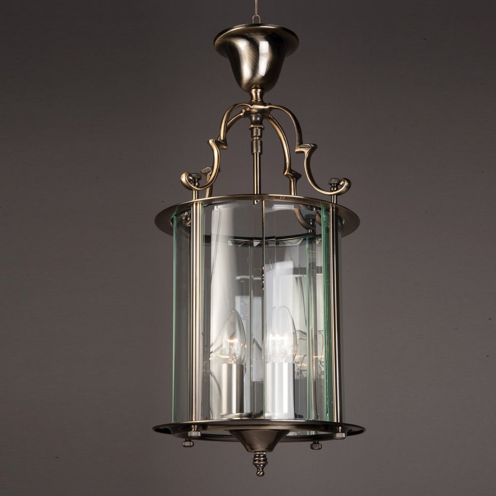 Impex Colchester 3 Light Indoor Lantern in Antique Brass