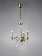 Diyas Libra 3 Light Pendant Light in Antique Brass with Crystal