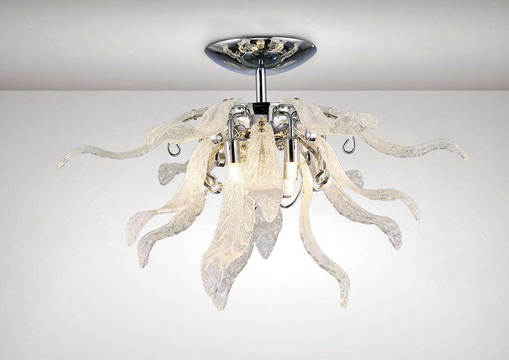 Diyas Lily 6 Light Ceiling Light in Polished Chrome with Glass