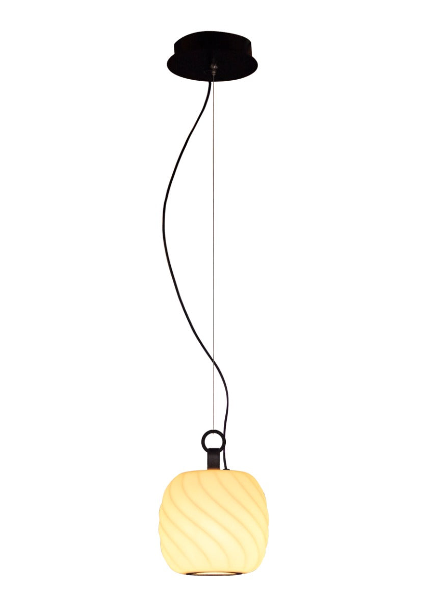 Lladró Ice Cream Pendant Light in Black with Porcelain Shade