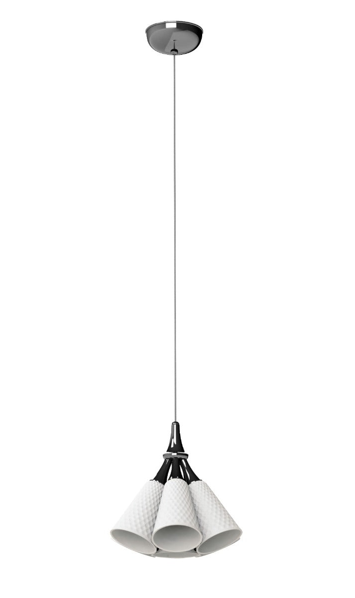 Lladró Jamz Hanging 7 Light Pendant Light in Black with White Shade