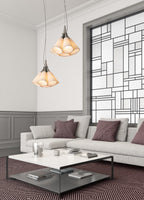 Lladró Jamz Hanging 7 Light Pendant Light in Black with White Shade