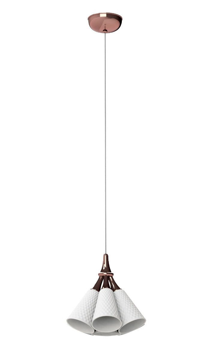 Lladró Jamz Hanging 7 Light Pendant Light in Copper with White Shade