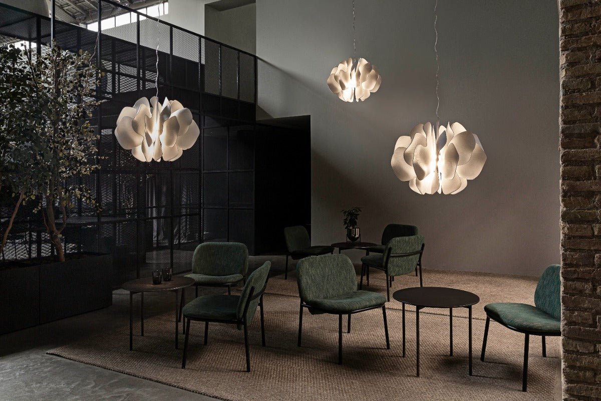 Lladró Nightbloom Medium Hanging Pendant Light in White