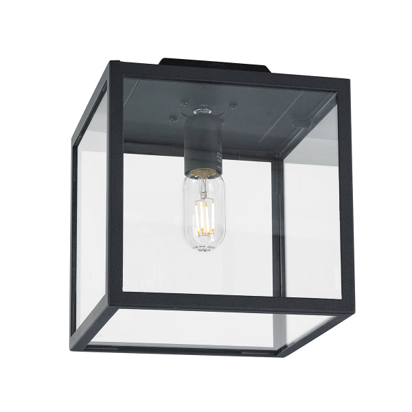 Norlys Lofoten Cube Outdoor Flush Ceiling Light in Black