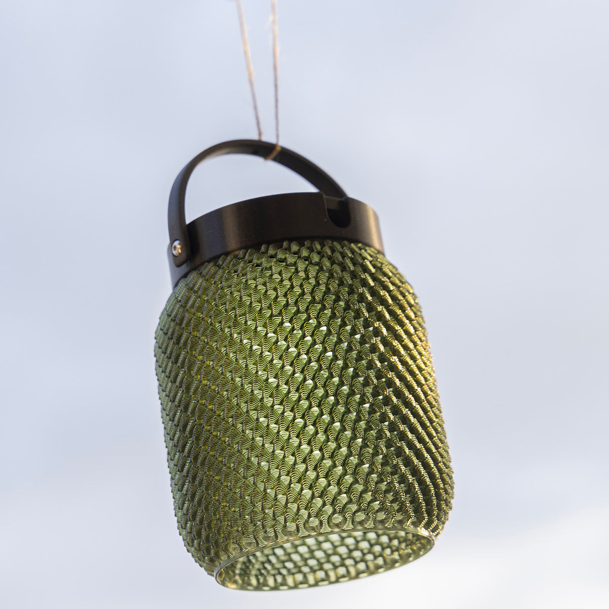 Lolie 200lm Hanging Solar Lantern 19.5 cm - Olive Translucent Recycled PETG with Black Aluminium
