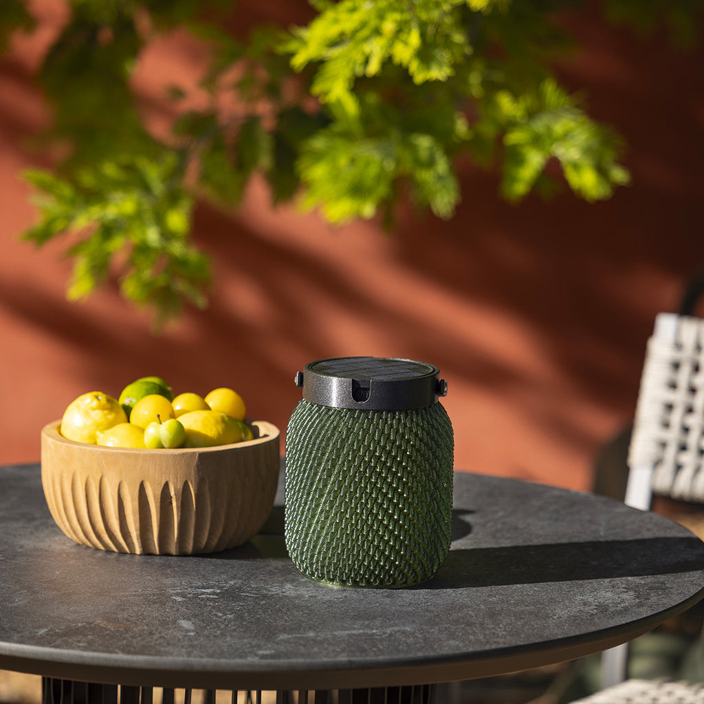 Lolie 200lm Hanging Solar Lantern 19.5 cm - Olive Translucent Recycled PETG with Black Aluminium