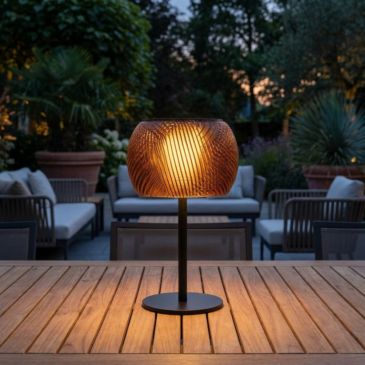 Lolie 200lm Large Solar Lamp 36 cm - Amber Translucent Recycled PETG with Black Aluminium
