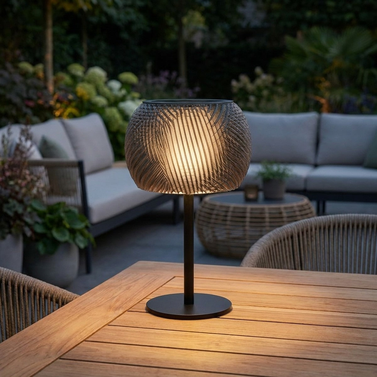 Lolie 200lm Large Solar Lamp 36 cm - Ash Translucent Recycled PETG with Black Aluminium