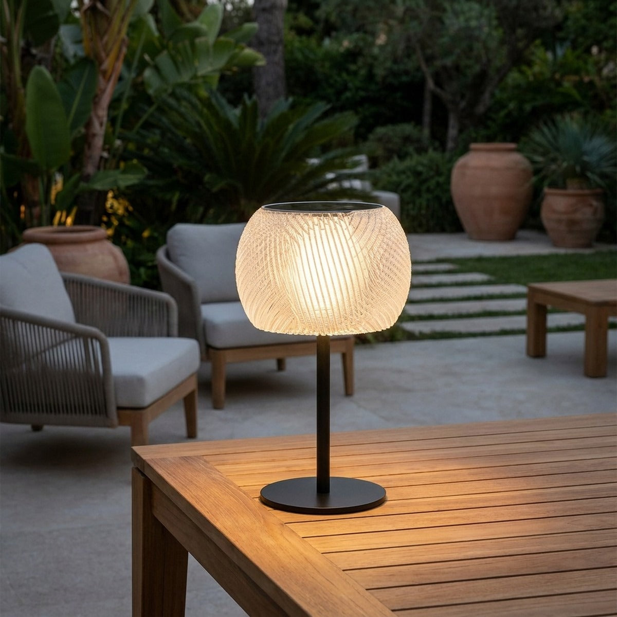 Lolie 200lm Large Solar Lamp 36 cm - Crystal Translucent Recycled PETG with Black Aluminium