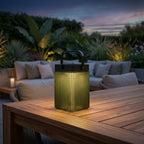 Lolie 200lm Solar Lantern 20 cm - Olive Translucent Recycled PETG with Black Aluminium