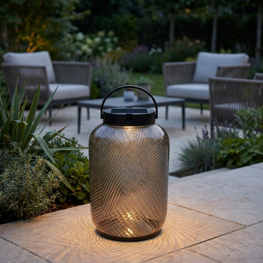 Lolie 300lm Solar Lantern 47.5 cm - Ash Translucent Recycled PETG with Black Aluminium