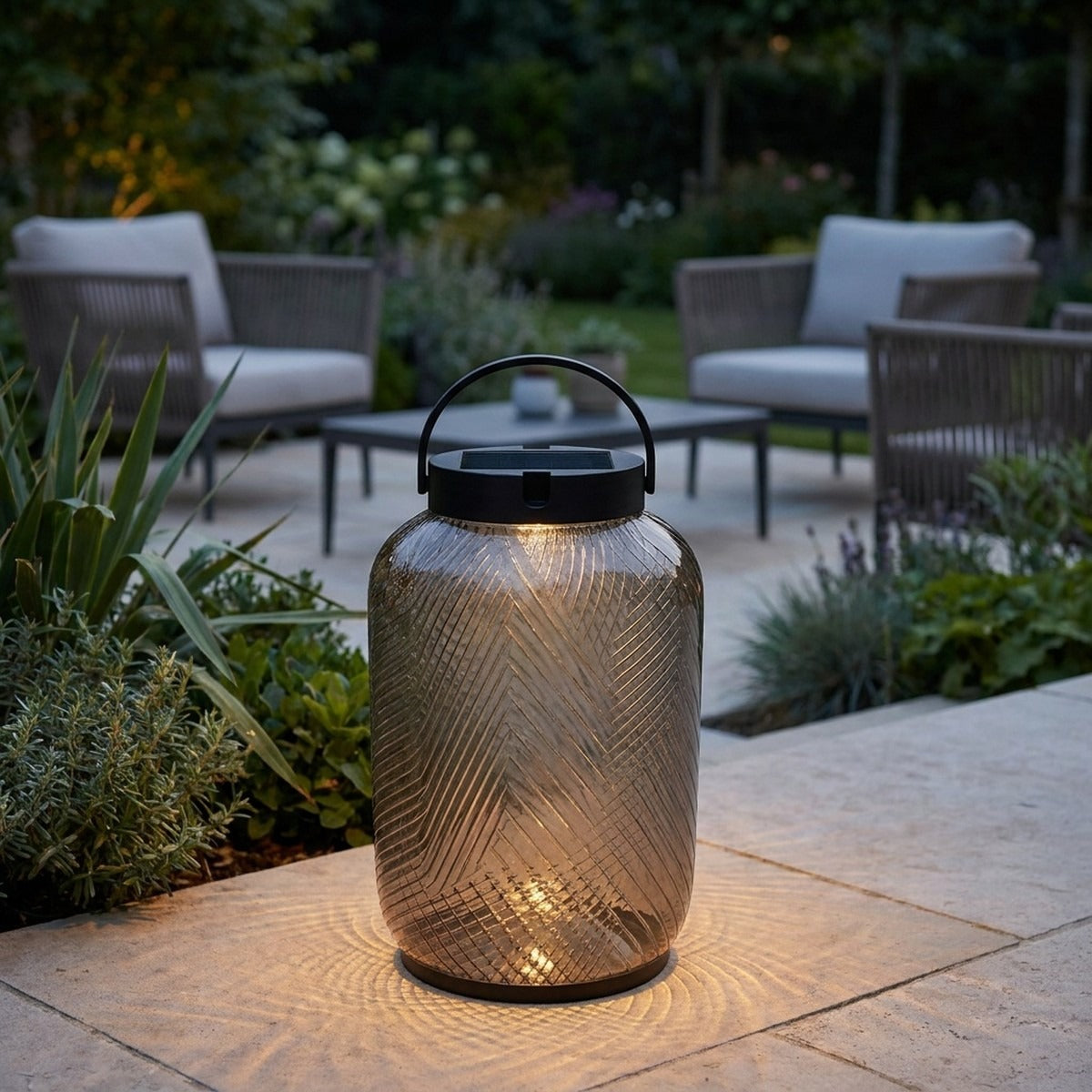 Lolie 300lm Solar Lantern 47.5 cm - Ash Translucent Recycled PETG with Black Aluminium