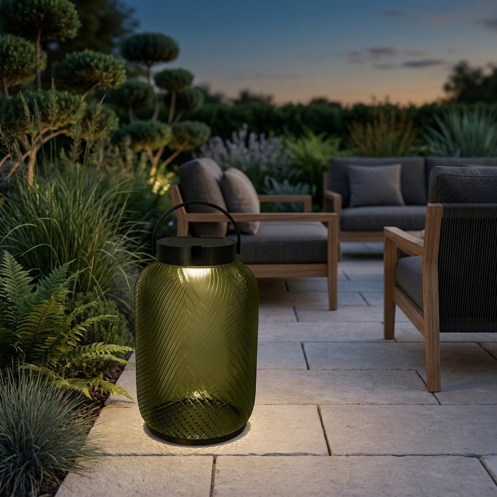 Lolie 300lm Solar Lantern 47.5 cm - Olive Translucent Recycled PETG with Black Aluminium