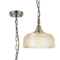 Regent Lourdes Flush Pendant Light 270mm Diameter - Antique Brass / Amber