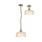 Regent Lourdes Flush Pendant Light 270mm Diameter - Antique Brass / Amber