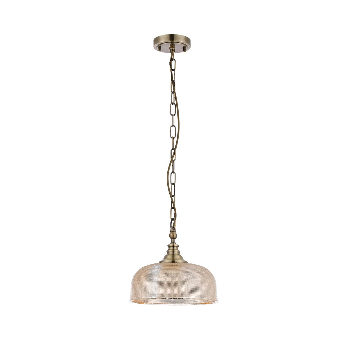 Regent Lourdes Flush Pendant Light 270mm Diameter - Antique Brass / Amber