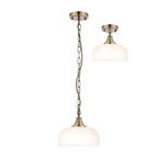 Regent Lourdes Flush Pendant Light 270mm Diameter - Antique Brass / Frosted