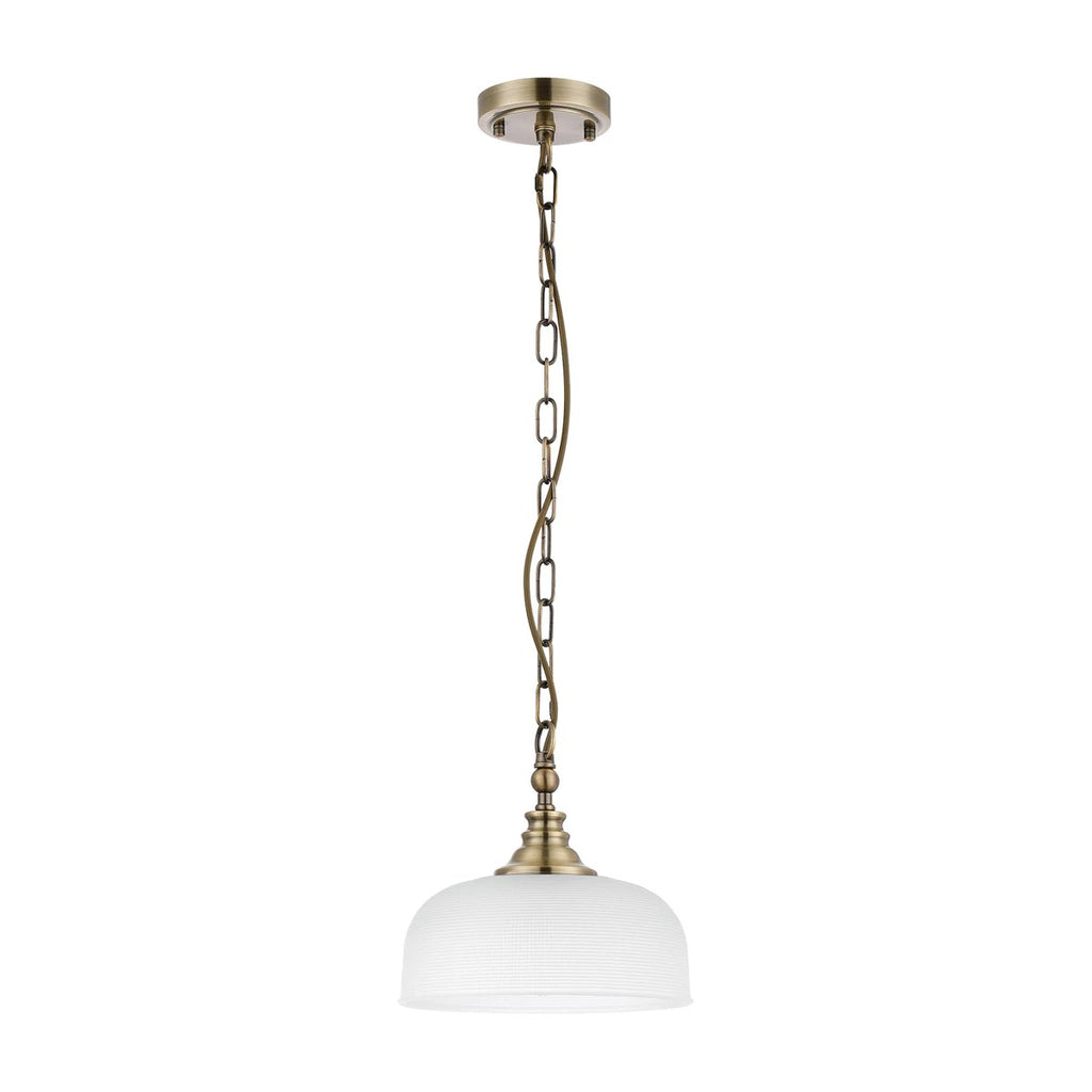 Regent Lourdes Flush Pendant Light 270mm Diameter - Antique Brass / Frosted