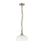 Regent Lourdes Flush Pendant Light 270mm Diameter - Antique Brass / Frosted