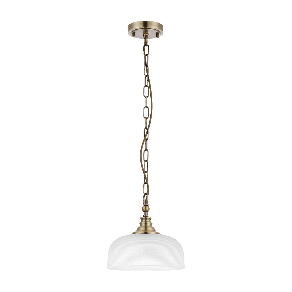 Regent Lourdes Flush Pendant Light 270mm Diameter - Antique Brass / Frosted