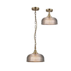 Regent Lourdes Flush Pendant Light 270mm Diameter - Antique Brass / Smoke