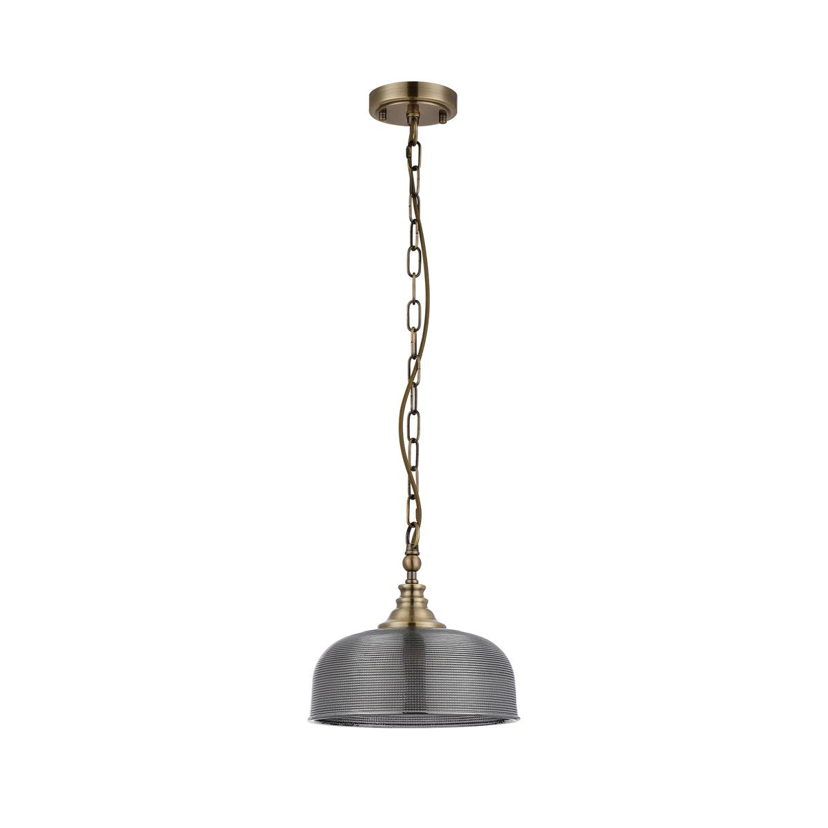 Regent Lourdes Flush Pendant Light 270mm Diameter - Antique Brass / Smoke