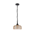 Regent Lourdes Flush Pendant Light 270mm Diameter - Satin Black / Amber