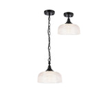Regent Lourdes Flush Pendant Light 270mm Diameter - Satin Black / Clear