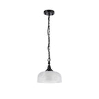 Regent Lourdes Flush Pendant Light 270mm Diameter - Satin Black / Clear