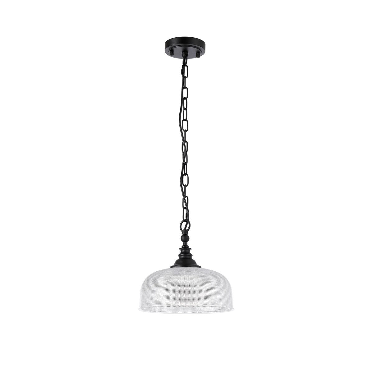 Regent Lourdes Flush Pendant Light 270mm Diameter - Satin Black / Clear