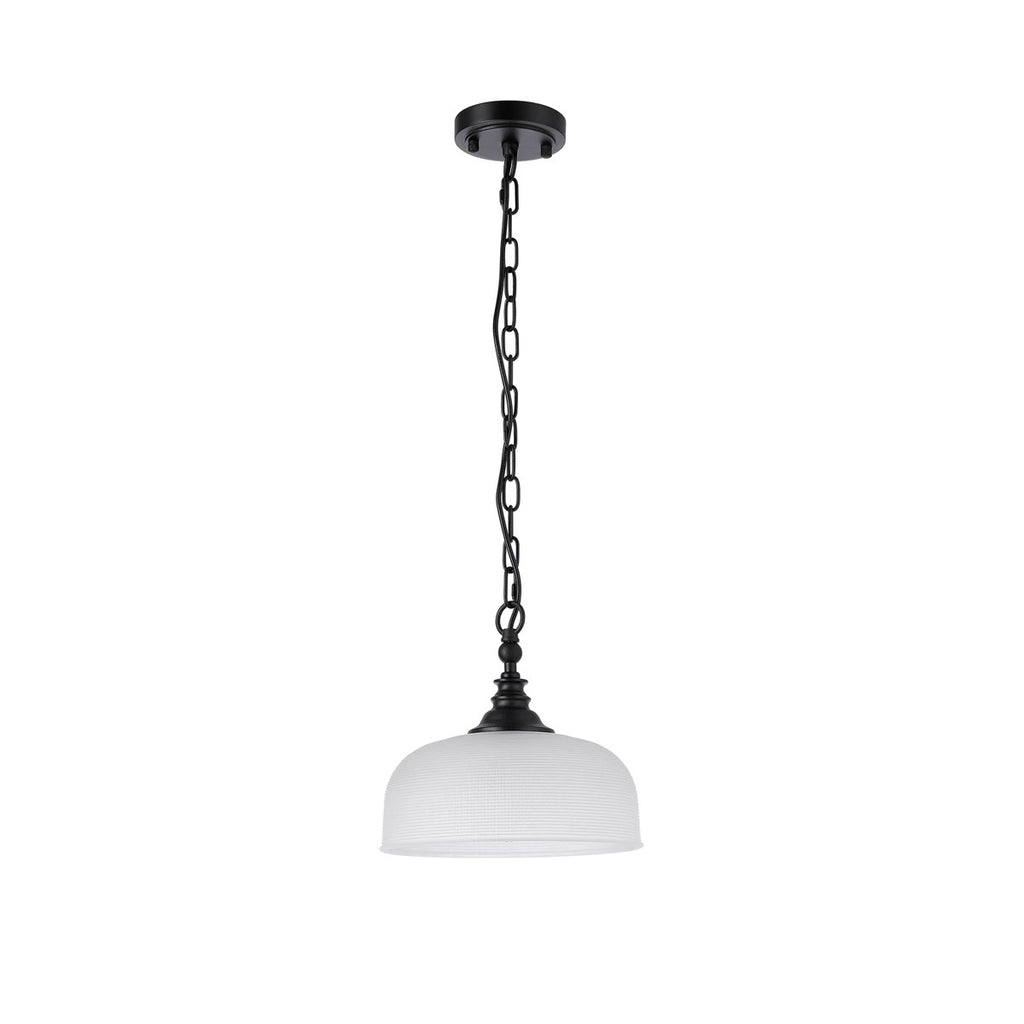 Regent Lourdes Flush Pendant Light 270mm Diameter - Satin Black / Frosted