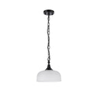 Regent Lourdes Flush Pendant Light 270mm Diameter - Satin Black / Frosted