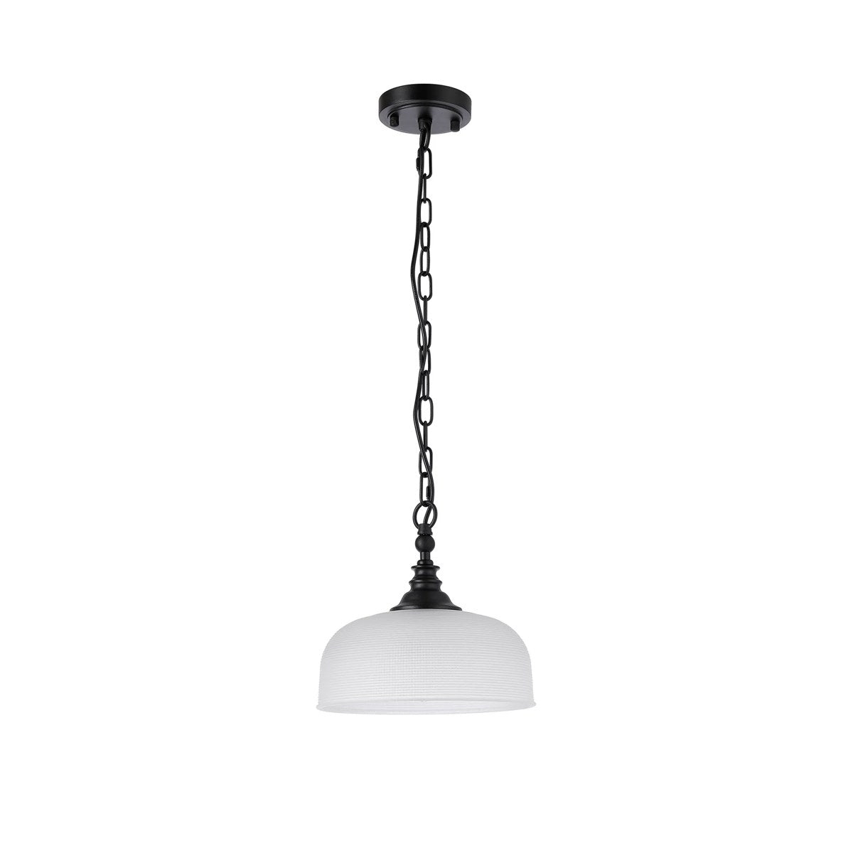 Regent Lourdes Flush Pendant Light 270mm Diameter - Satin Black / Frosted